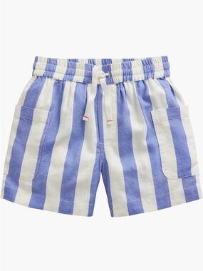 Mini Boden Kids’ Stripe Linen Cotton Pocket Shorts Blue and White Stripe